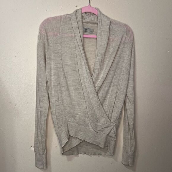 All Saints Rola Twist Jumper Merino Wool Sweater in Oatmeal Size M - Picture 2 of 7